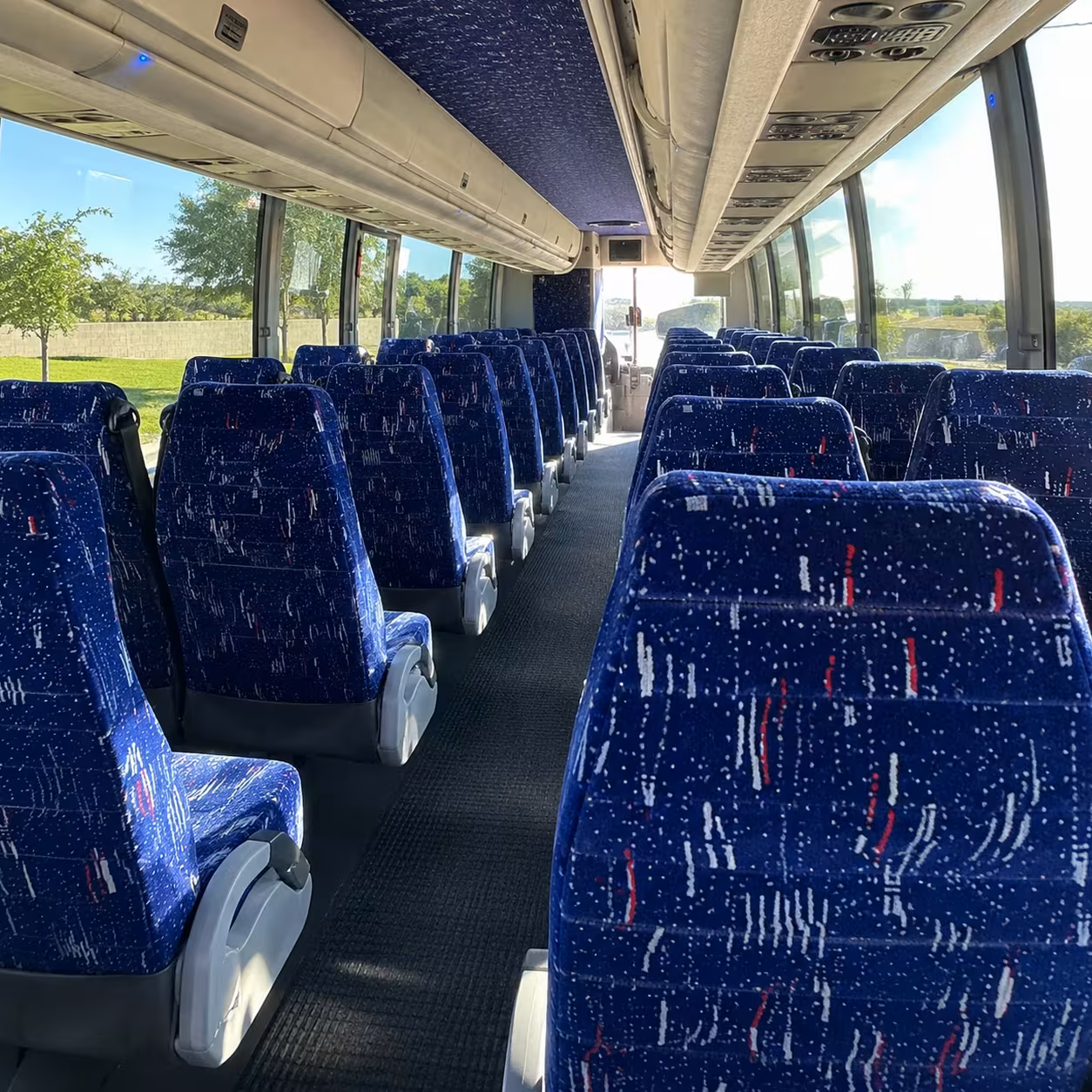 56 passenger charter bus inside